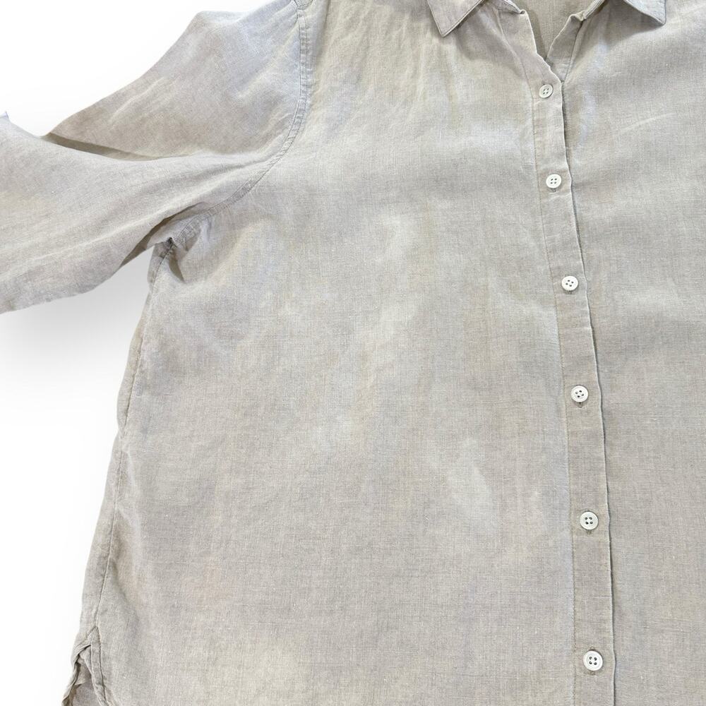 J Jill Linen Button Down Long Sleeve Shirt Womens XL Casual Beige Natural READ - Picture 6 of 8